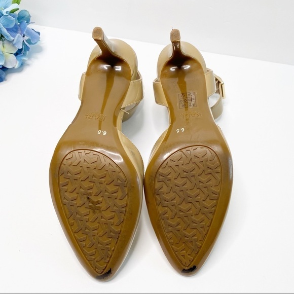 Karl Lagerfeld Jaclyn Patent leather pumps Size 6.5 Nude neutral pointy toe - Picture 7 of 9
